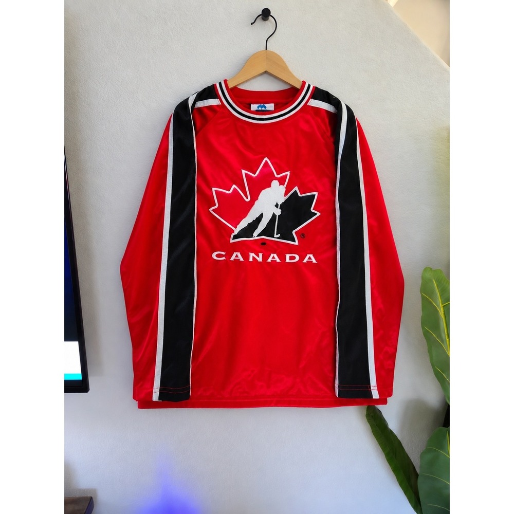 MightyMac Sports Kids Team Canada Hockey Jersey Red Black White Size M 10/12